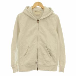 パーカー ジップアップ ダメージ加工 S ホワイト