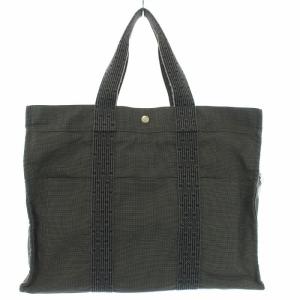 HERMES エールラインGM トートバッグ キャンバス グレー