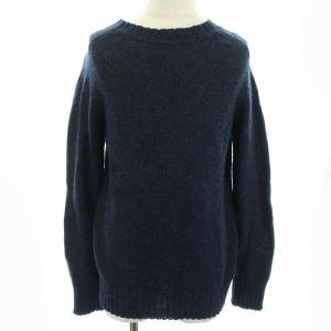 ニット セーター 長袖 ウール L ネイビー
