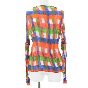 プリーツ ハイネック カットソー チェック 2 マルチカラー