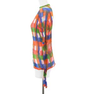 ISSEY MIYAKE プリーツ ハイネック カットソー チェック 2 マルチカラー