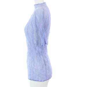 ISSEY MIYAKE WHITE LABEL プリーツ 半袖 カットソー ハイネック ブルー