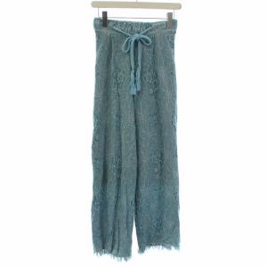 20SS ZOE JACQUARD KNIT PANTS ニットフレアパンツ レース S ブルー