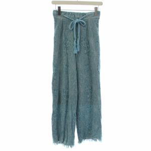 Ameri VINTAGE 20SS ZOE JACQUARD KNIT PANTS ニットフレアパンツ レース S ブルー 