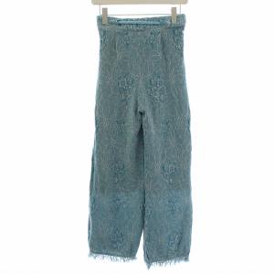 Ameri VINTAGE 20SS ZOE JACQUARD KNIT PANTS ニットフレアパンツ レース S ブルー 