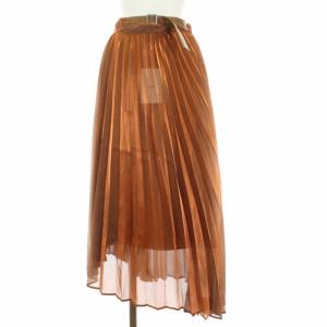 20SS MEDI SHEER PLEATS SKIRT S ブラウン