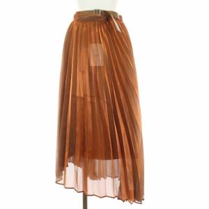 Ameri VINTAGE 20SS MEDI SHEER PLEATS SKIRT S ブラウン