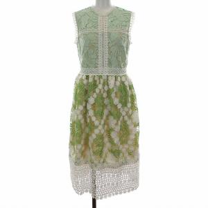 19SS ひざ丈ノースリーブ花柄刺繍レースワンピース 0 イエロー