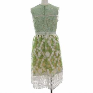 Chesty 19SS ひざ丈ノースリーブ花柄刺繍レースワンピース 0 イエロー