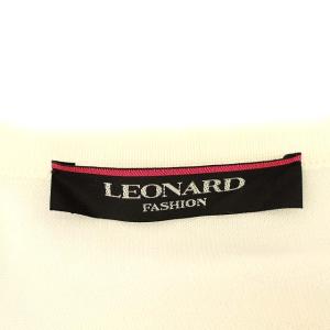 LEONARD カーディガン ニット ロング 花柄 リボン 40 ホワイト