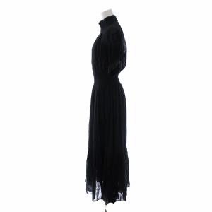 CASA FLINE 21SS ハイネックタックパフスリーブドレス ワンピース ロング 半袖 ペチコート付 F ブラック