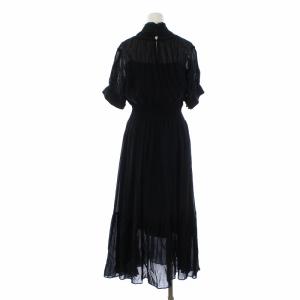 CASA FLINE 21SS ハイネックタックパフスリーブドレス ワンピース ロング 半袖 ペチコート付 F ブラック