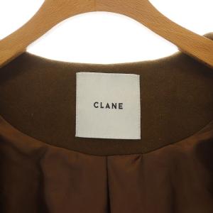 CLANE ノーカラーコート ロング丈 シングル タック入り ウール混 1 ブラウン