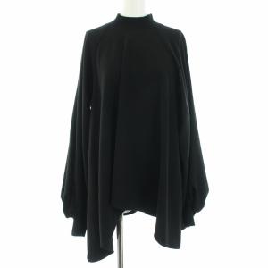 21AW PEダブルクロス2 ハイネックブラウス 38 ブラック