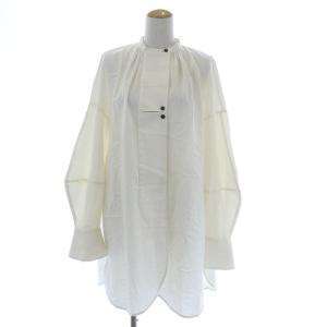 21AW SOMELOSツイルオーバーロングブラウス チュニック バンドカラー 38