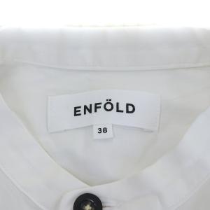 ENFOLD 21AW BIGボタンシャツ ブラウス 長袖 バンドカラー ロング コットン 38 ホワイト