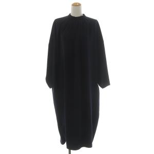 20AW ダブルサテンタックリラックスドレス S ネイビー