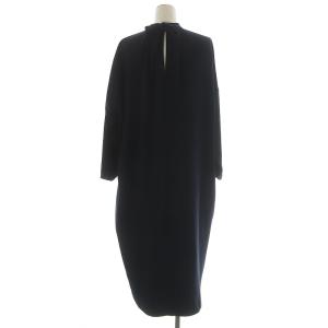 ENFOLD 20AW ダブルサテンタックリラックスドレス S ネイビー