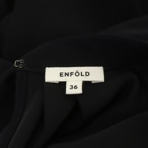 ENFOLD 20AW ダブルサテンタックリラックスドレス S ネイビー