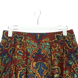 MARGARET HOWELL 21AW PAISLEY COTTON LINEN TWILL フレアスカート リネン混 2 レッド