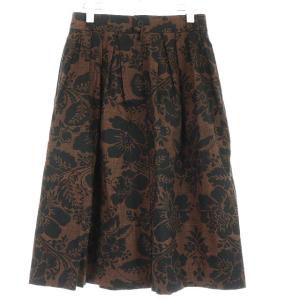 MARGARET HOWELL 20AW DAMASK COTTON LINEN TWILL フレアスカート リネン混 花柄 2