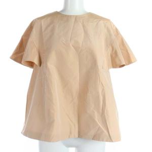 フレアショートスリーブブラウス プルオーバー フリル コットン シルク混 半袖 36 S ピンク