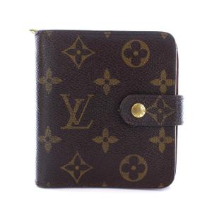 LOUIS VUITTON M61667 コンパクトジップ モノグラム 二つ折り財布 茶