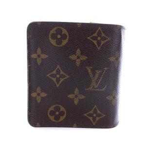 LOUIS VUITTON M61667 コンパクトジップ モノグラム 二つ折り財布 茶