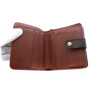 LOUIS VUITTON M61667 コンパクトジップ モノグラム 二つ折り財布 茶