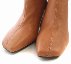 Ameri VINTAGE WOOD CIRCLE HEEL BOOTS ショートブーツ スクエアトゥ ラムレザー L