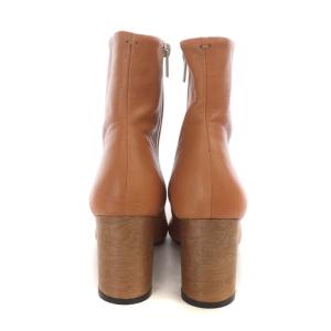 Ameri VINTAGE WOOD CIRCLE HEEL BOOTS ショートブーツ スクエアトゥ ラムレザー L