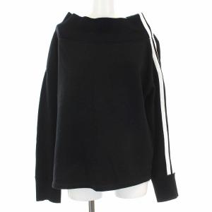 L'Appartement スウェット トレーナー 白ライン 長袖 ブラック