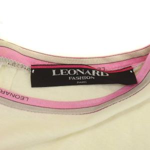 LEONARD FASHION Tシャツ カットソー クルーネック 花柄 L アイボリー ピンク