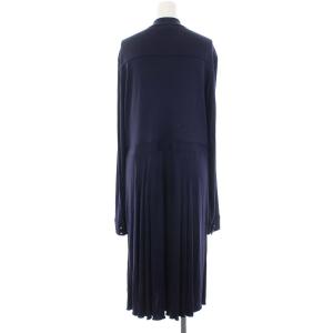 TORY BURCH シルクバンドカラーシャツワンピース XL ネイビー