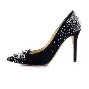 JIMMY CHOO パンプス ビジュー スタッズ ポインテッドトゥ パンプス ハイヒール スエード 34 ブラック