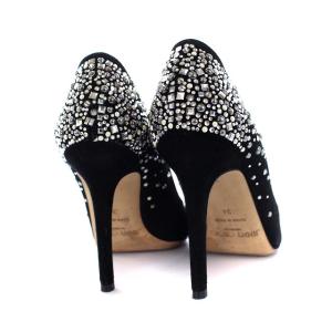 JIMMY CHOO パンプス ビジュー スタッズ ポインテッドトゥ パンプス ハイヒール スエード 34 ブラック