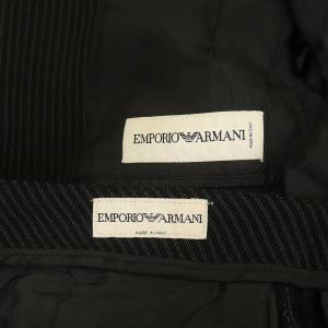 EMPORIO ARMANI スーツ セットアップ テーラードジャケット シングル 3B スラックス ストライプ 48 ブラック