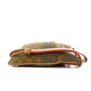 LOEWE ショルダーバッグ アナグラム 総柄 キャンバス レザー カーキ