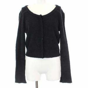 00T 2000年製 カーディガン ニット パイル生地 長袖 38 M ネイビー