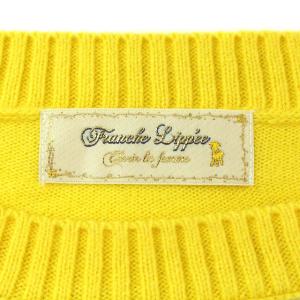 franche lippée パッチワークニットプルオーバー セーター 長袖 薄手 クルーネック ウール混 3L イエロー