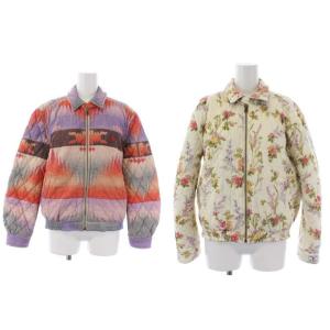 リバーシブル ブルゾン 中綿ジャケット ジップアップ 総柄 マルチカラー