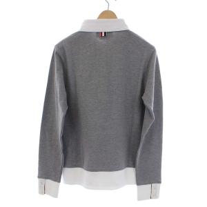 THOM BROWNE トリコロール長袖ポロシャツ 1 グレー