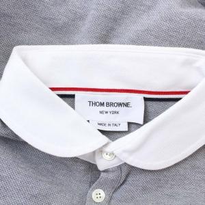 THOM BROWNE トリコロール長袖ポロシャツ 1 グレー