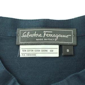 Salvatore Ferragamo ロゴ刺繍ハーフボタンTシャツ カットソー S ネイビー