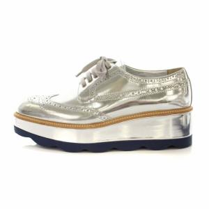 オックスフォードシューズ ウイングチップ ポインテッドトゥ レザー 41 シルバー