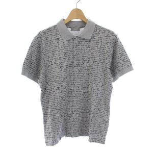 半袖 ポロシャツ 総柄 コットン S グレー