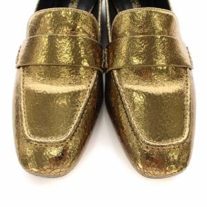 MICHAEL Michael Kors ローファー スリッポン スクエアトゥ レザー 靴 シューズ 6.5M ゴールド