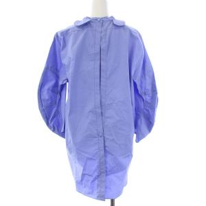 TOGA PULLA 17SS 2WAY バックオープンノーカラーブラウス 長袖 バンドカラー 36 サックスブルー