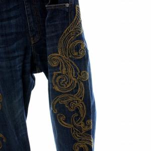 VERSACE デニムパンツ ジーンズ 刺繍 メデューサボタン L インディゴ