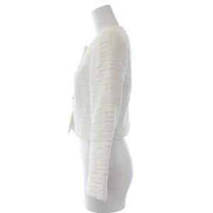 René TISSUE 18年製 ノーカラーツイードジャケット 34 ホワイト